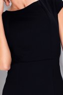 37-3 Elegancka sukienka z krótkim rękawkiem - czarna