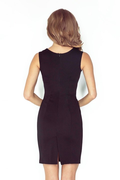MM 005-3 Elegancka sukienka z klamerką - CZARNA MM 005-3 Elegancka sukienka z klamerką - CZARNA