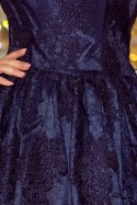 173-3 Ekskluzywna rozkloszowana sukienka - GRANATOWY HAFT