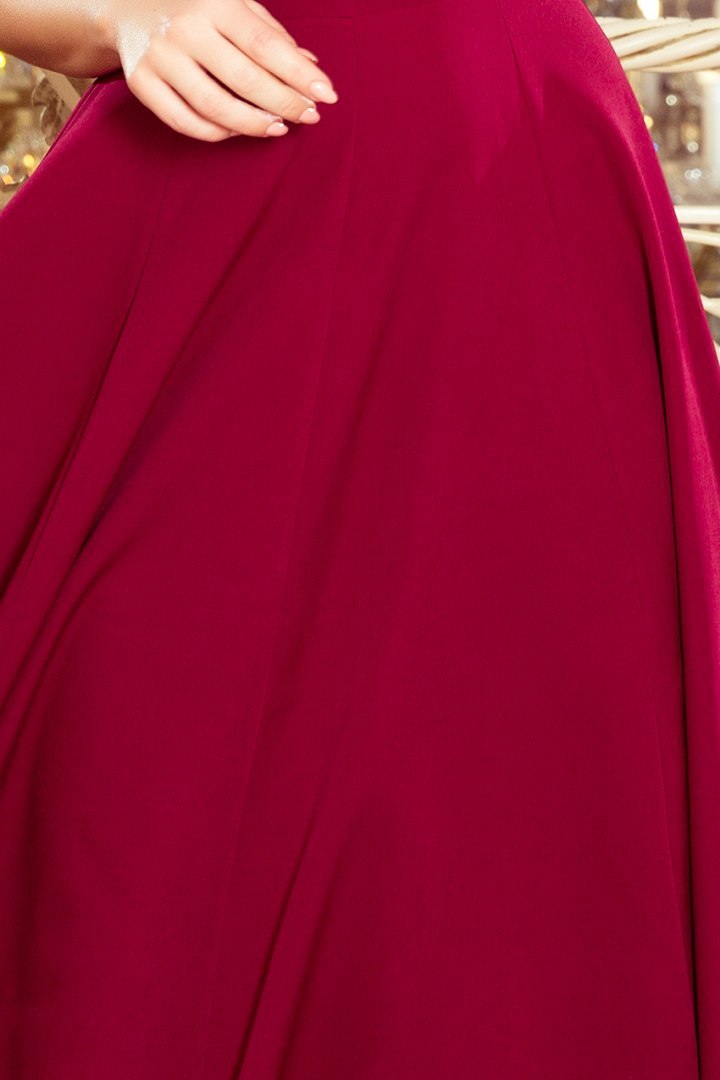CINDY długa suknia z dekoltem - BORDOWA